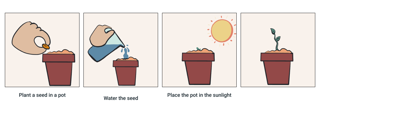 Growing a plant Growing a plant - 4 steps